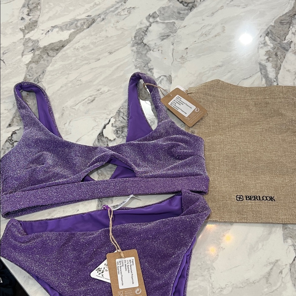 Women's Purple Glitter Bikini Set Berlook French L